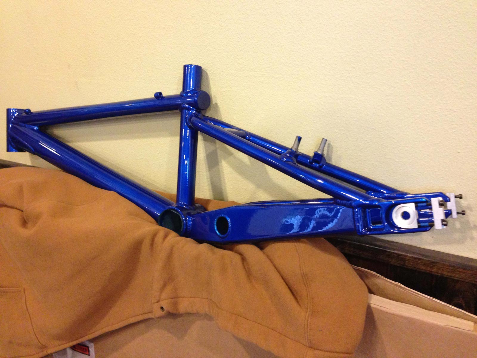 Powder coated bicycle frame.